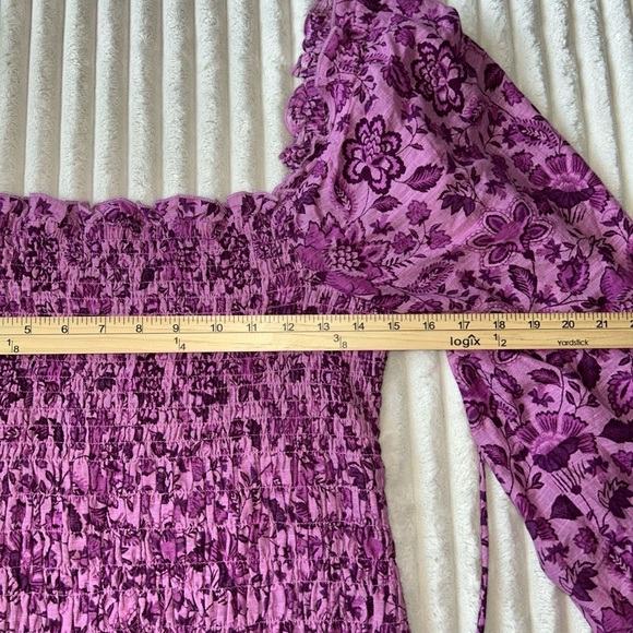 Free People Purple scrunch Sheath Dress with Bishop Sleeves - Picture 6 of 10